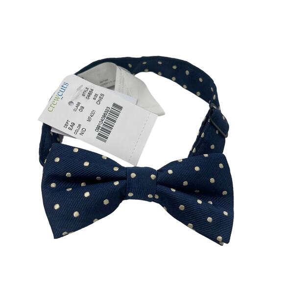 J.CREW CREWCUTS Bowtie Boys Toddler Navy Polka Dot One Size NWT Event Formal - Picture 1 of 9